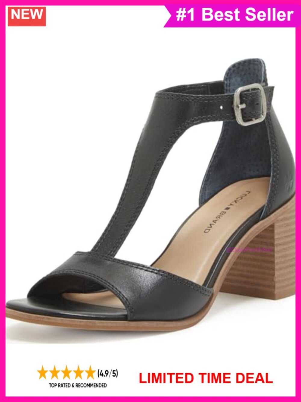 Lucky Brand Sabeni T-Strap Wedge Sandals Leather Upper Open Toe